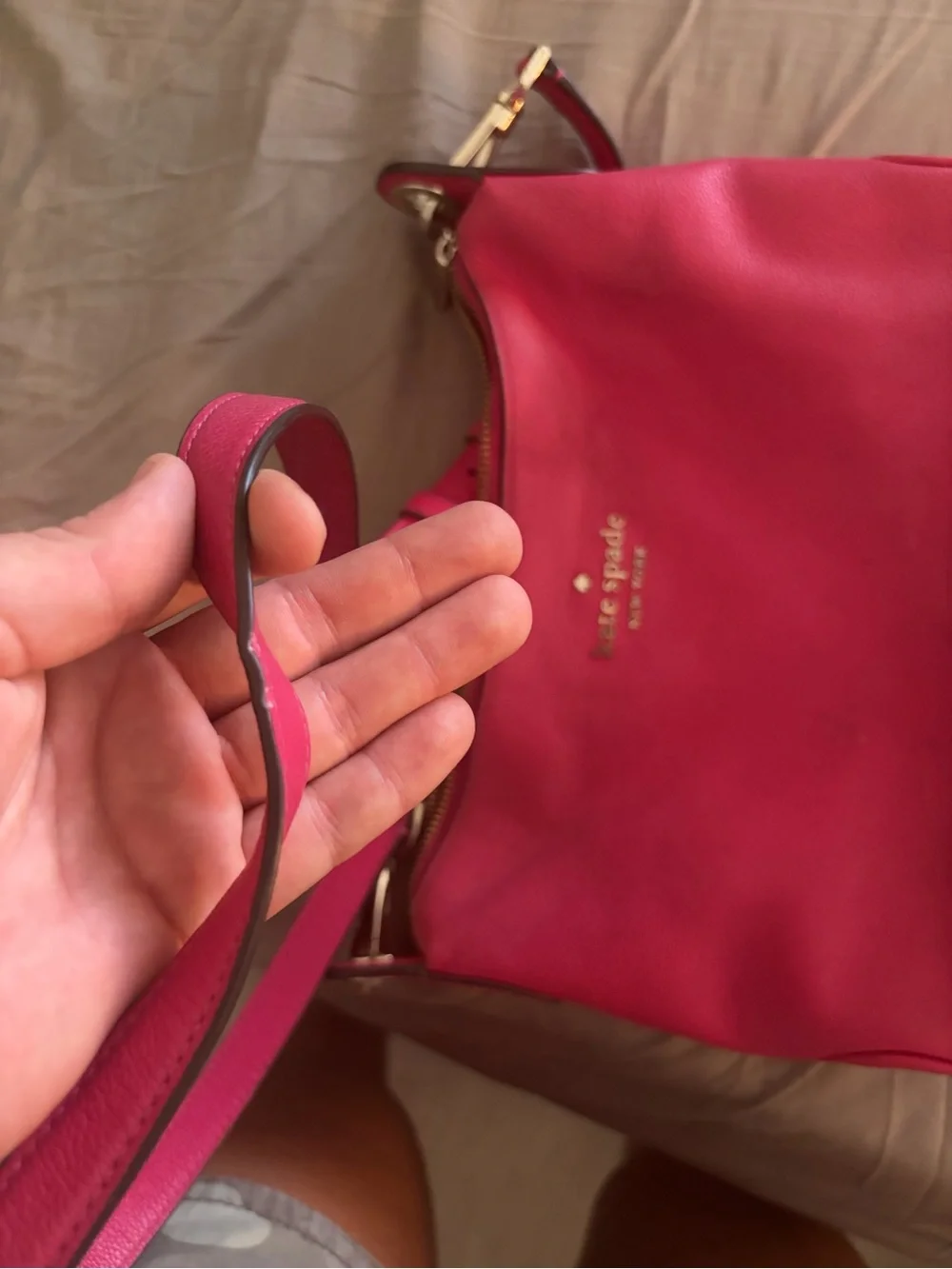kate spade Hot Pink Pebbled Leather Shoulder Bag